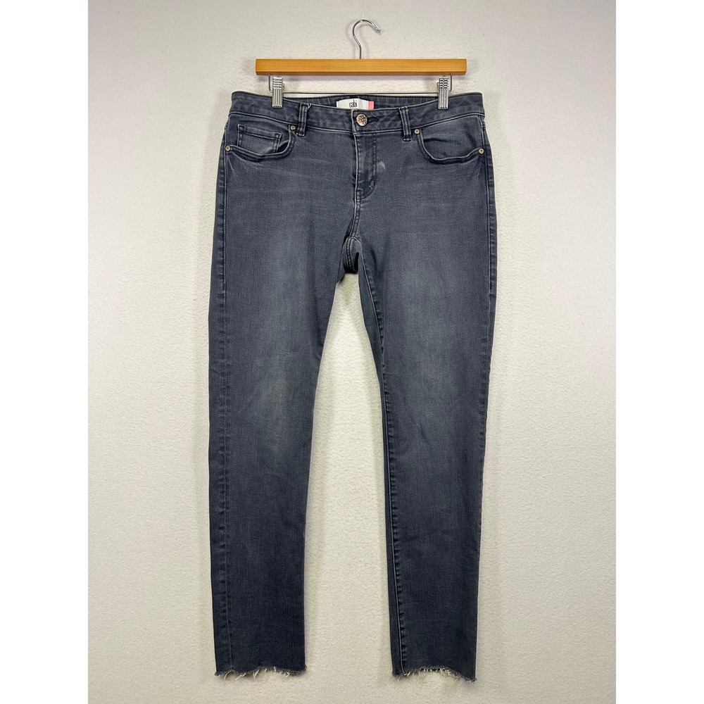 Grunge Edgy Cabi Womens 8 Grey Slim Boyfriend Raw‎ Hem Frayed Denim Jeans 3191
